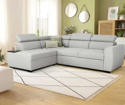 Ecksofa Kelio links - verstellbare Kopfstütze - grauer Stoff