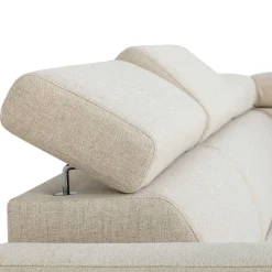 Ecksofa Kelio links - verstellbare Kopfstütze - beiger Stoff