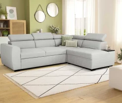 Ecksofa Kelio rechts - verstellbare Kopfstütze - grauer Stoff