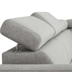 Ecksofa Kelio rechts - verstellbare Kopfstütze - grauer Stoff