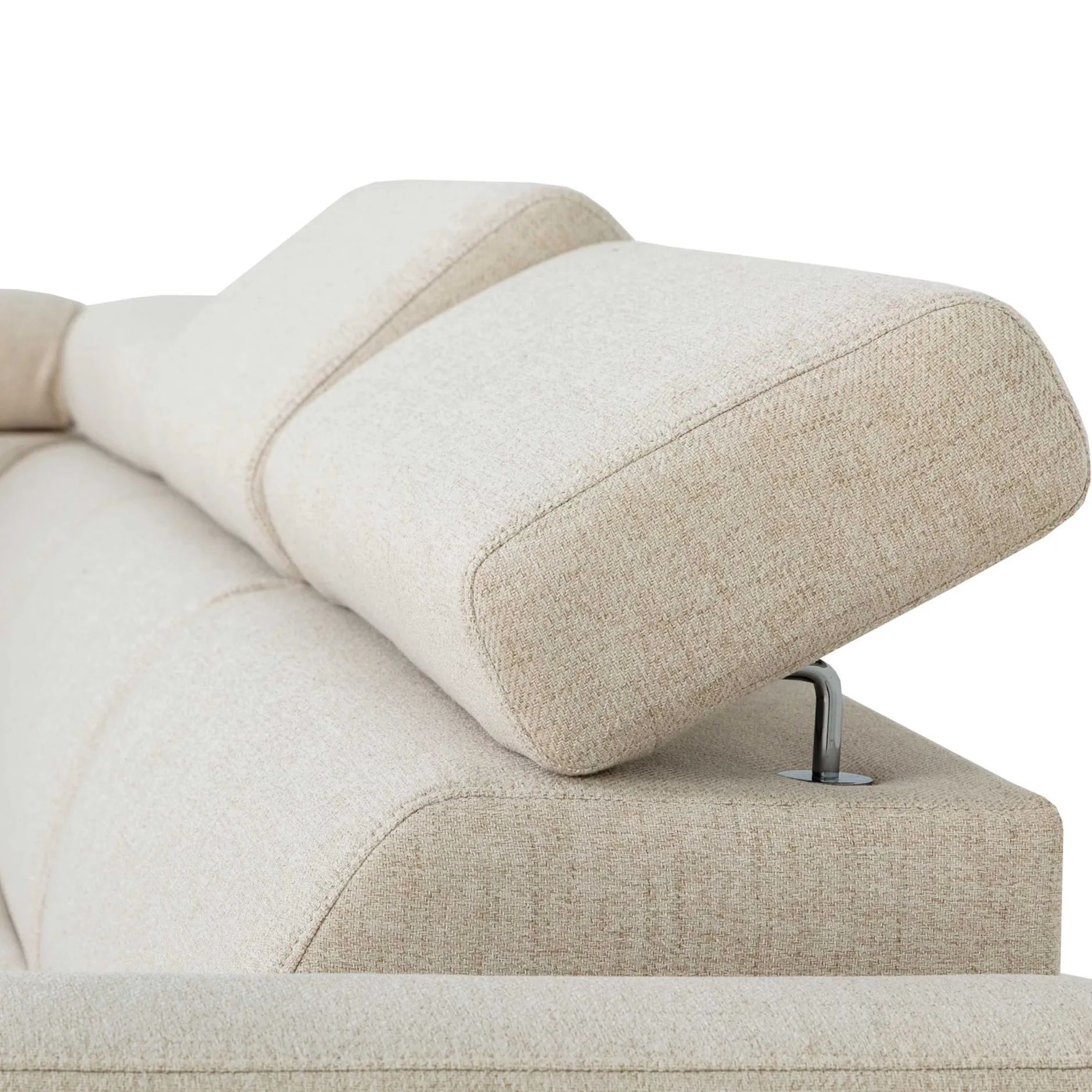 Ecksofa Kelio rechts - verstellbare Kopfstütze - beiger Stoff