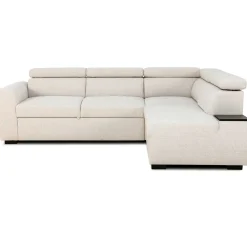 Ecksofa Kelio rechts - verstellbare Kopfstütze - beiger Stoff