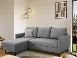 Ecksofa Tweety links - 192x137x82cm - grauer Stoff