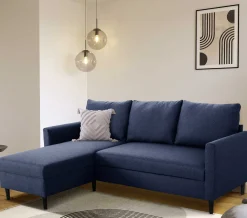 Ecksofa Tweety links - 192x137x82cm - marineblauer Stoff