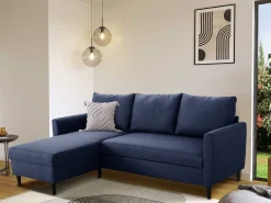 Ecksofa Tweety links - 192x137x82cm - marineblauer Stoff