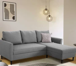 Ecksofa Tweety rechts - 192x137x82cm - grauer Stoff