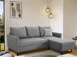 Ecksofa Tweety rechts - 192x137x82cm - grauer Stoff