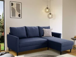 Ecksofa Tweety rechts - 192x137x82cm - Stoff navy blau