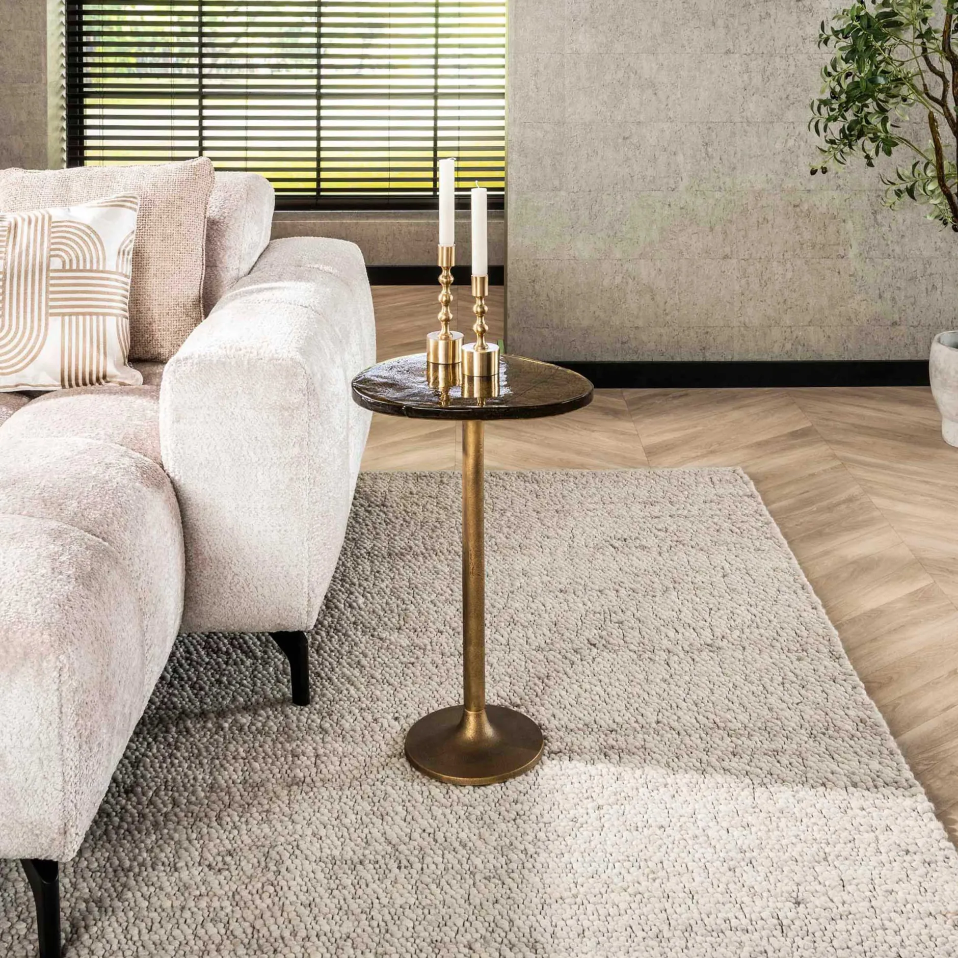 Eclipse L Beistelltisch Antique Gold Finish