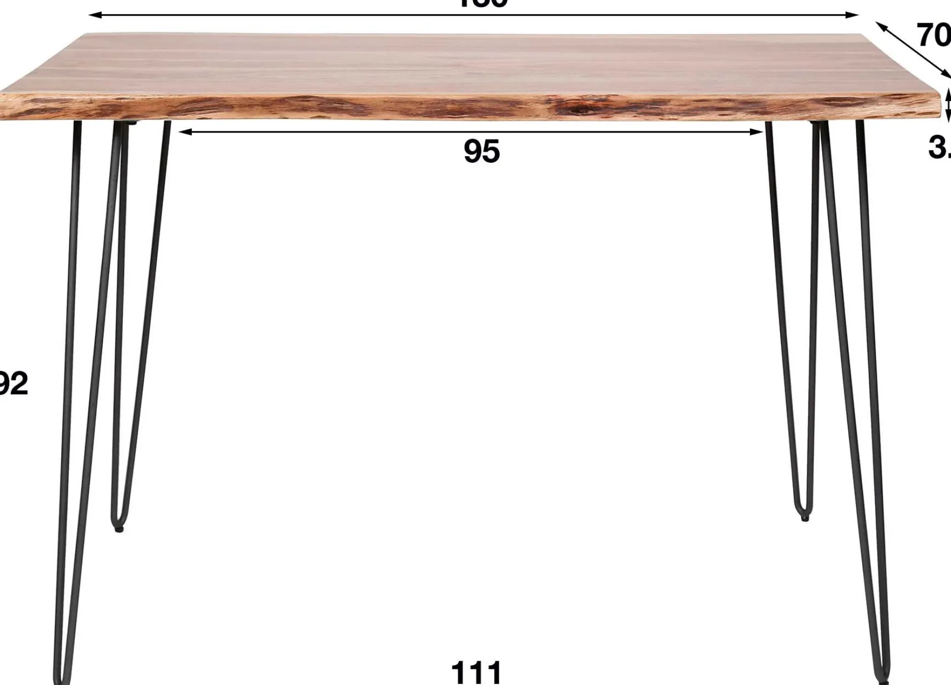 Eddard Bartisch 130x70 cm-massive Akazie