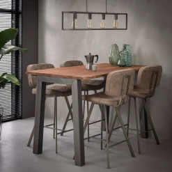 Edge Bartisch 147x80 mit Akazienholz - braun/grau