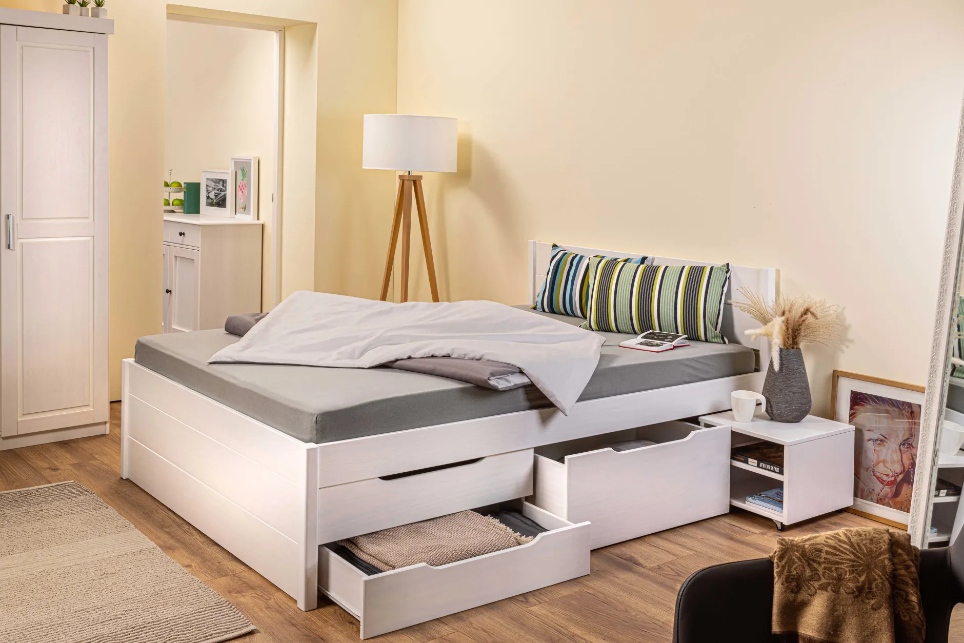 Efetivo Doppelbett 160x200cm mit Stauraum - weiß
