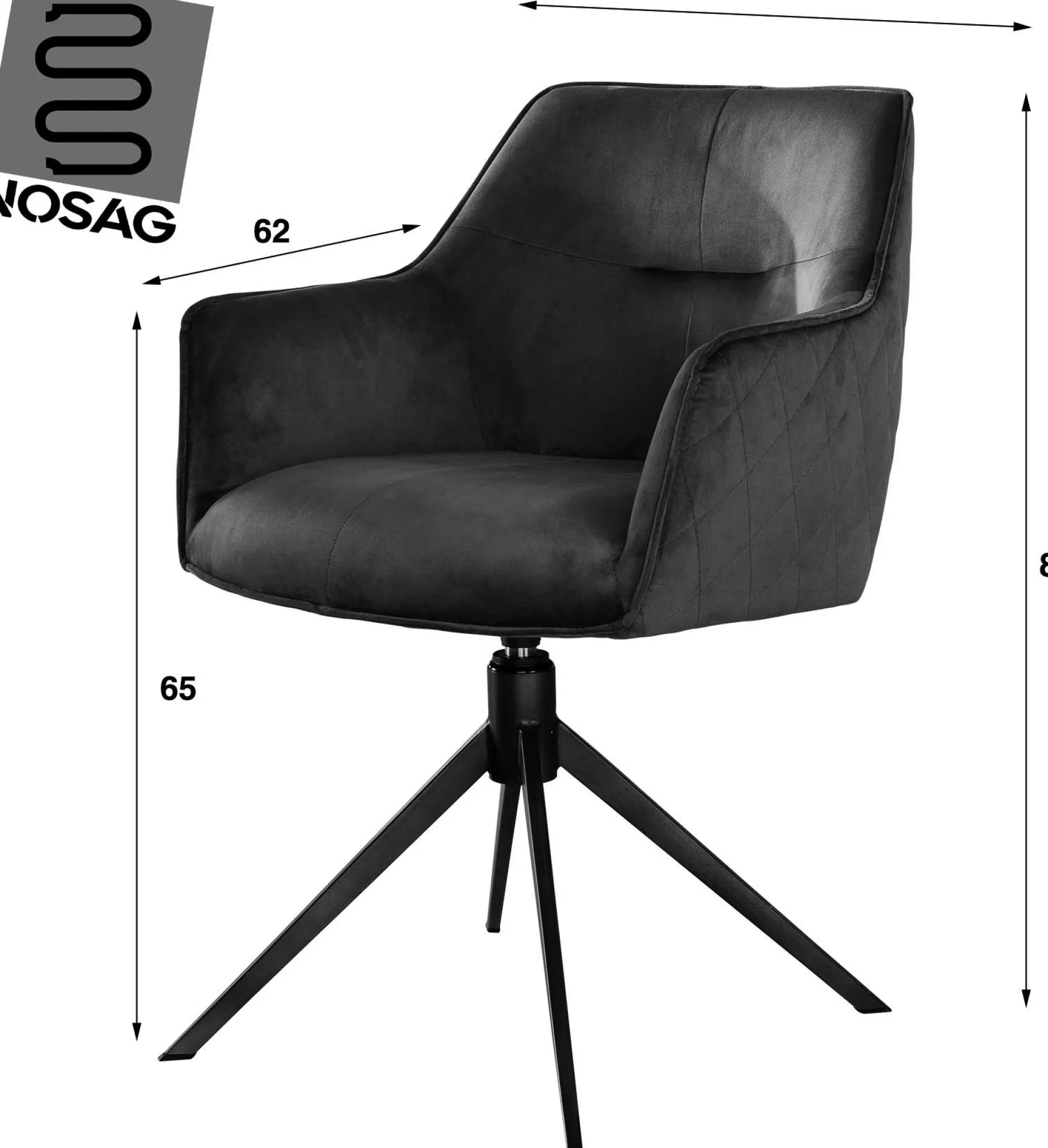 Eimerstuhl Giacomo - 61x62x83cm - drehbar - taupe