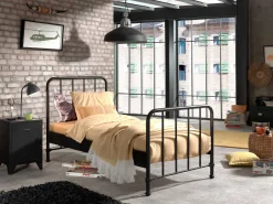 Einzelbett Bronxx Metall 90x200 - mattschwarz