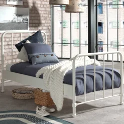 Einzelbett Bronxx Metall 90x200 - matt weiß