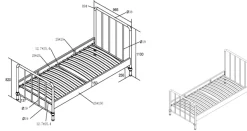 Einzelbett Bronxx Metall 90x200 - matt weiß