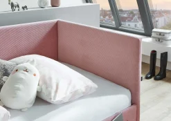 Einzelbett Cool | Mit Rückenlehne | 140 x 200 cm | Rosa Design
