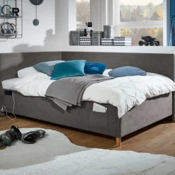 Einzelbett Cool | Mit Rückenlehne | 120 x 200 cm | Anthrazit Design