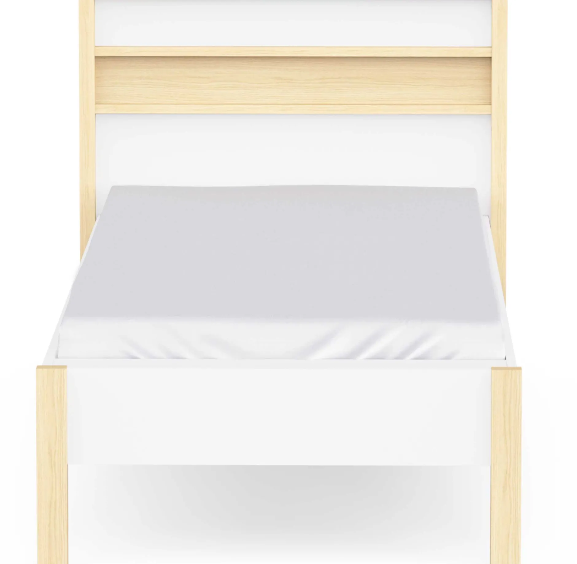 Einzelbett Heva - 90x190/200cm - weiß/Eiche Dekor