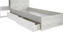 Einzelbett Kazim 90x200 mit Stauraum - weiß
