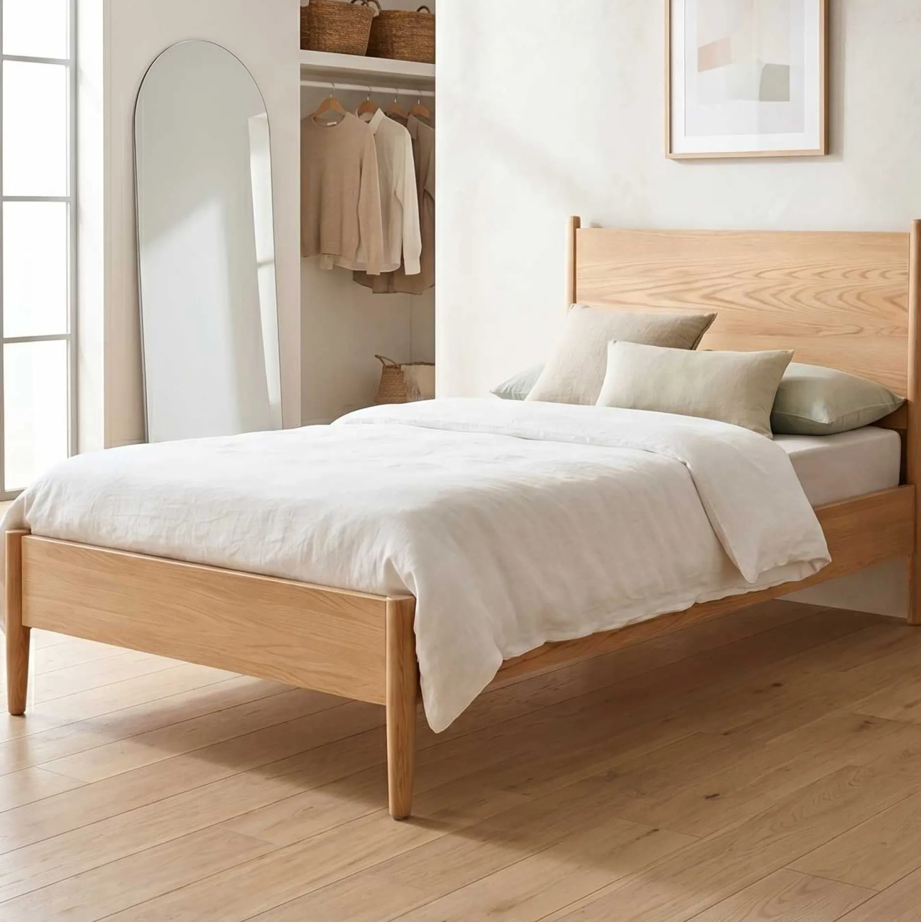 Einzelbett Loft - 90x200cm - mit Lattenrost - massiver Eiche