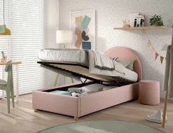 Einzelbett Maeva - 90x200cm - mit Stauraum - rosa