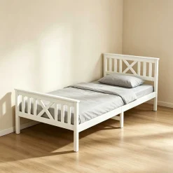 Einzelbett Milo - 90x200cm - massivem Kiefernholz - weiß