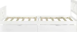 Einzelbett Milo - 90x200cm - mit Schubladen - massivem Kiefernholz - weiß