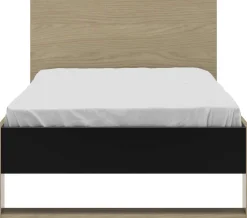 Einzelbett Nael - 90x190cm - Eiche Dekor/schwarz