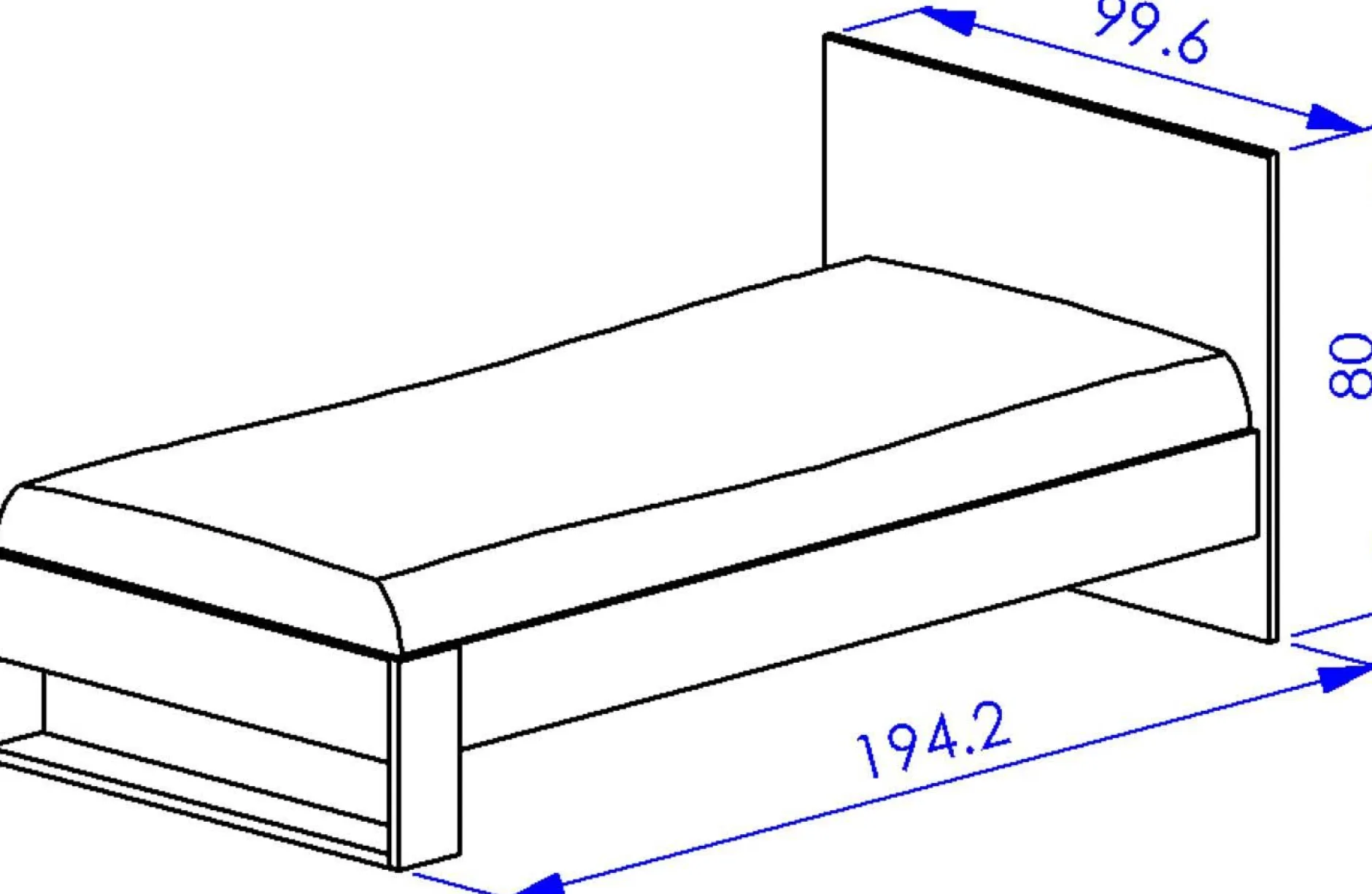 Einzelbett Nael - 90x190cm - Eiche Dekor/schwarz