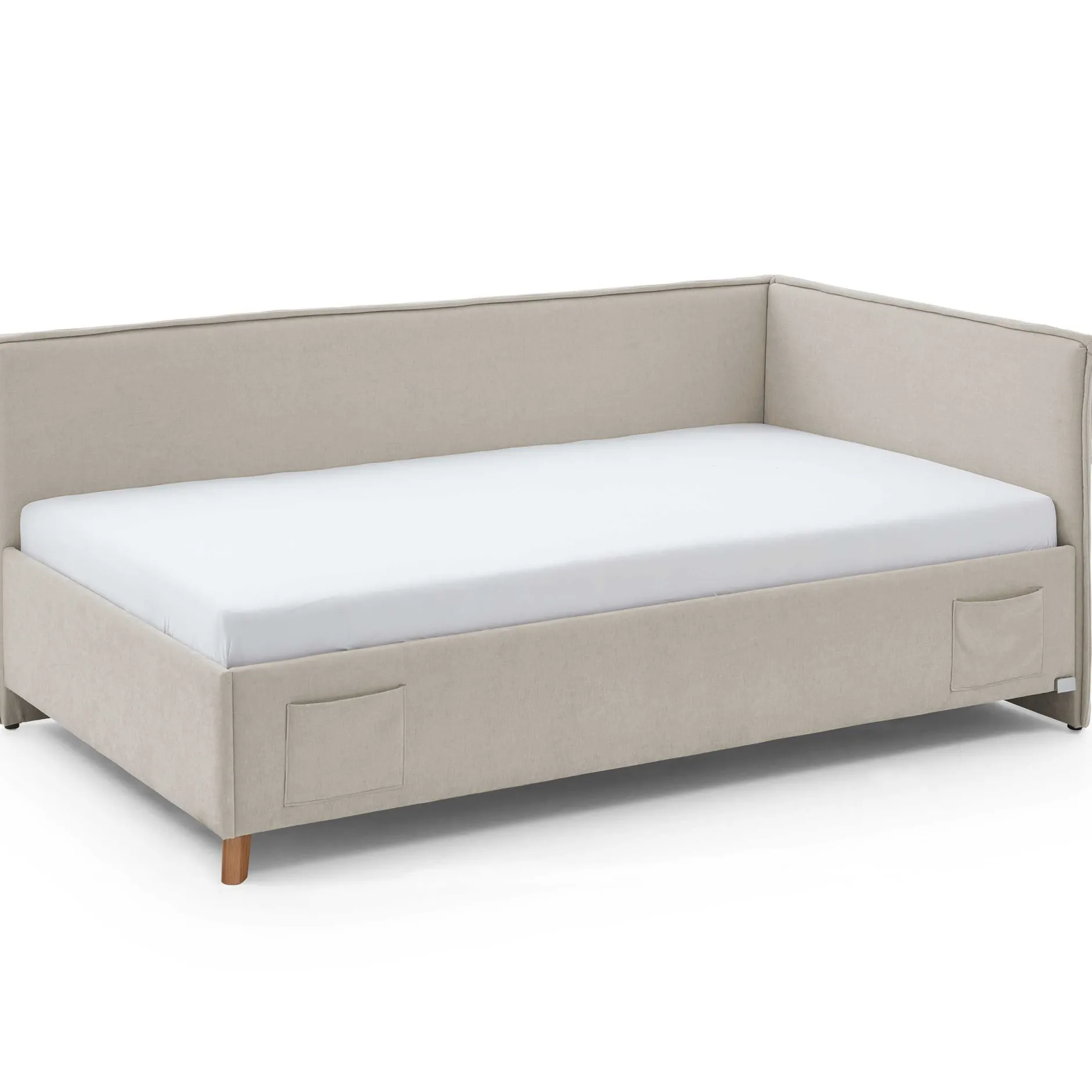 Einzelbett Ollie | Mit Rückenlehne | 120 x 200 cm | Beige Design