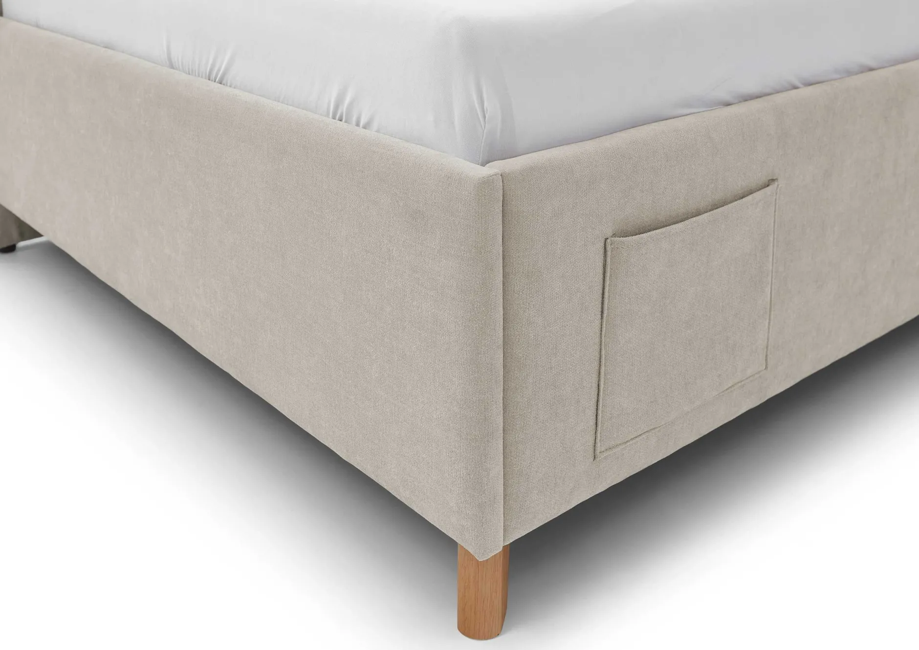 Einzelbett Ollie | Mit Rückenlehne | 120 x 200 cm | Beige Design