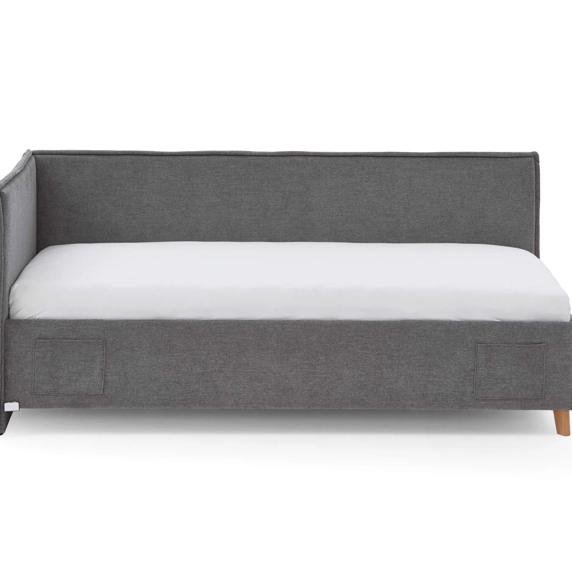Einzelbett Ollie | Mit Rückenlehne | 120 x 200 cm | Design Grau
