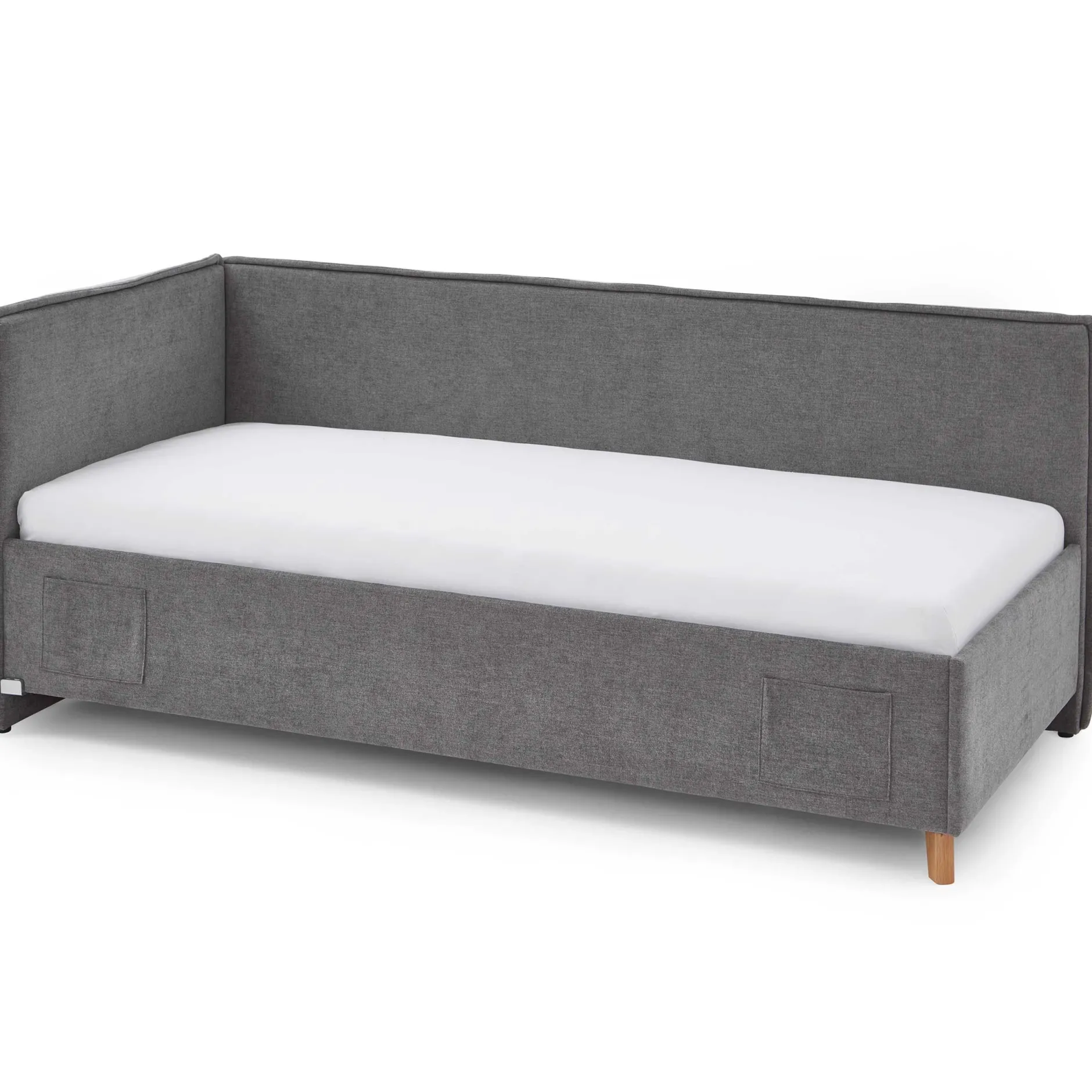 Einzelbett Ollie | Mit Rückenlehne | 120 x 200 cm | Design Grau