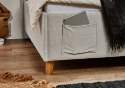 Einzelbett Ollie | Mit Rückenlehne | 90 x 200 cm | Beige Design