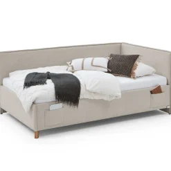 Einzelbett Ollie | Mit Rückenlehne | 90 x 200 cm | Beige Design