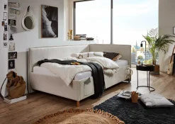 Einzelbett Ollie | Mit Rückenlehne | 90 x 200 cm | Beige Design
