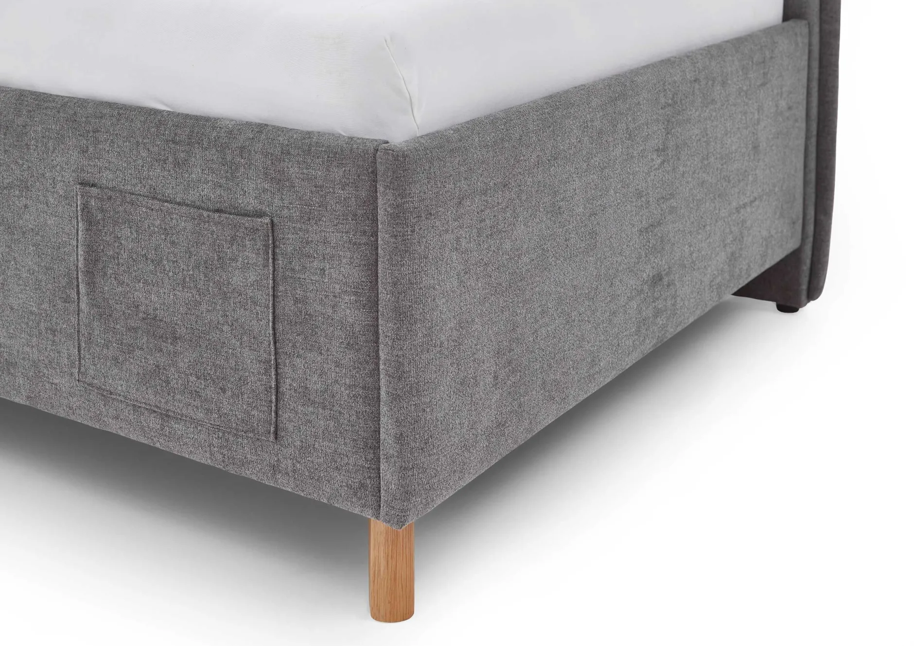 Einzelbett Ollie | Mit Rückenlehne | 90 x 200 cm | Design Grau