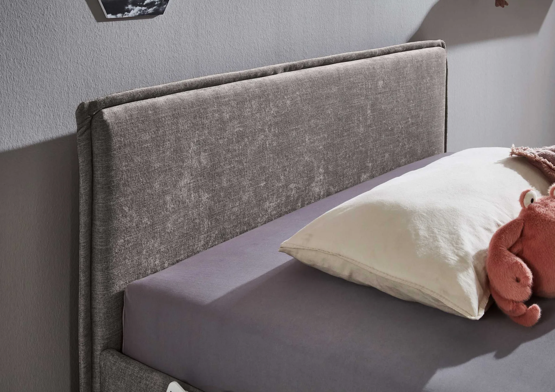 Einzelbett Ollie | 90 x 200 cm | Design Grau