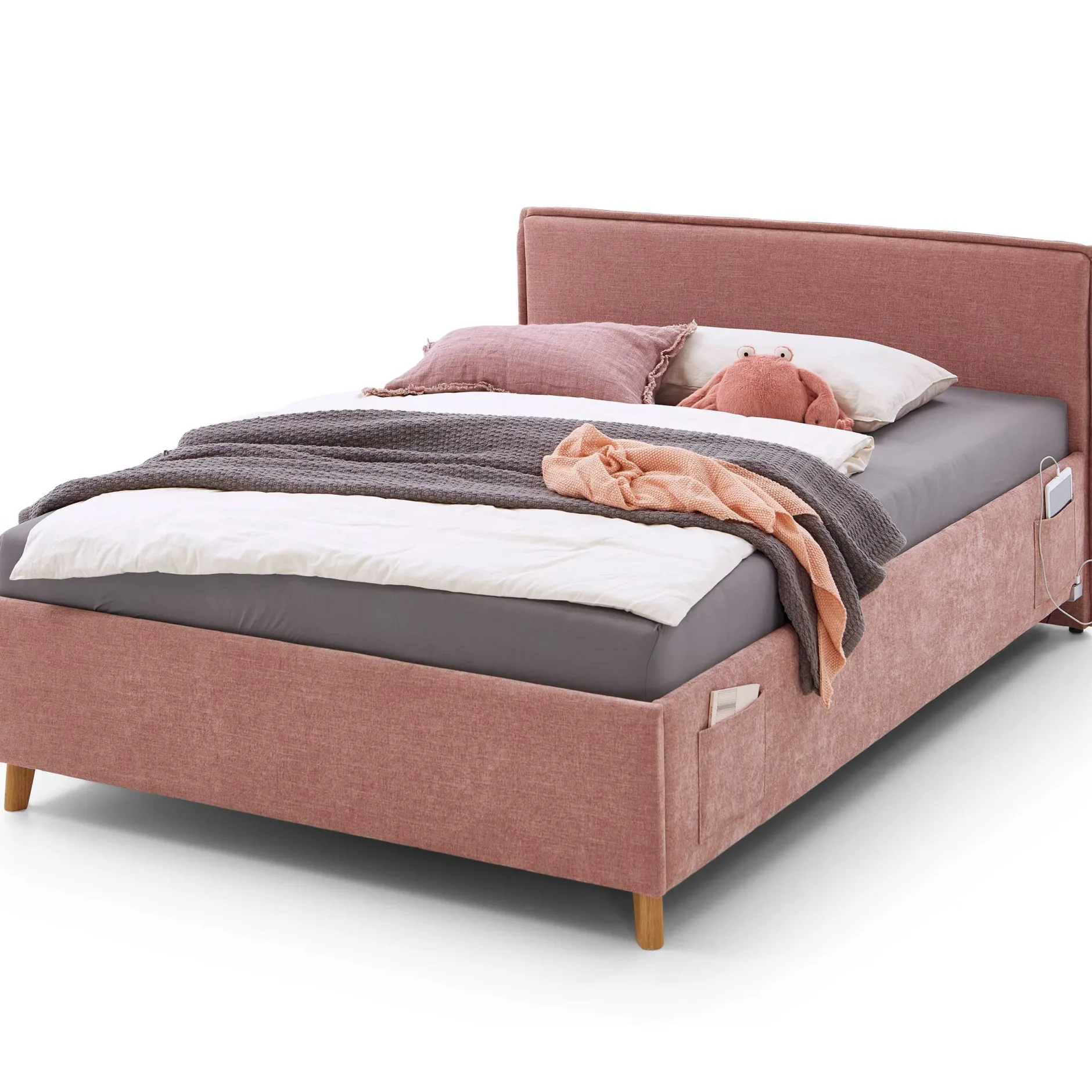 Einzelbett Ollie | 90 x 200 cm | Rosa Design