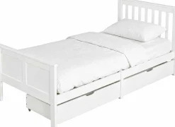 Einzelbett Rover - 90x200cm - mit Schubladen - massivem Kiefernholz - weiß