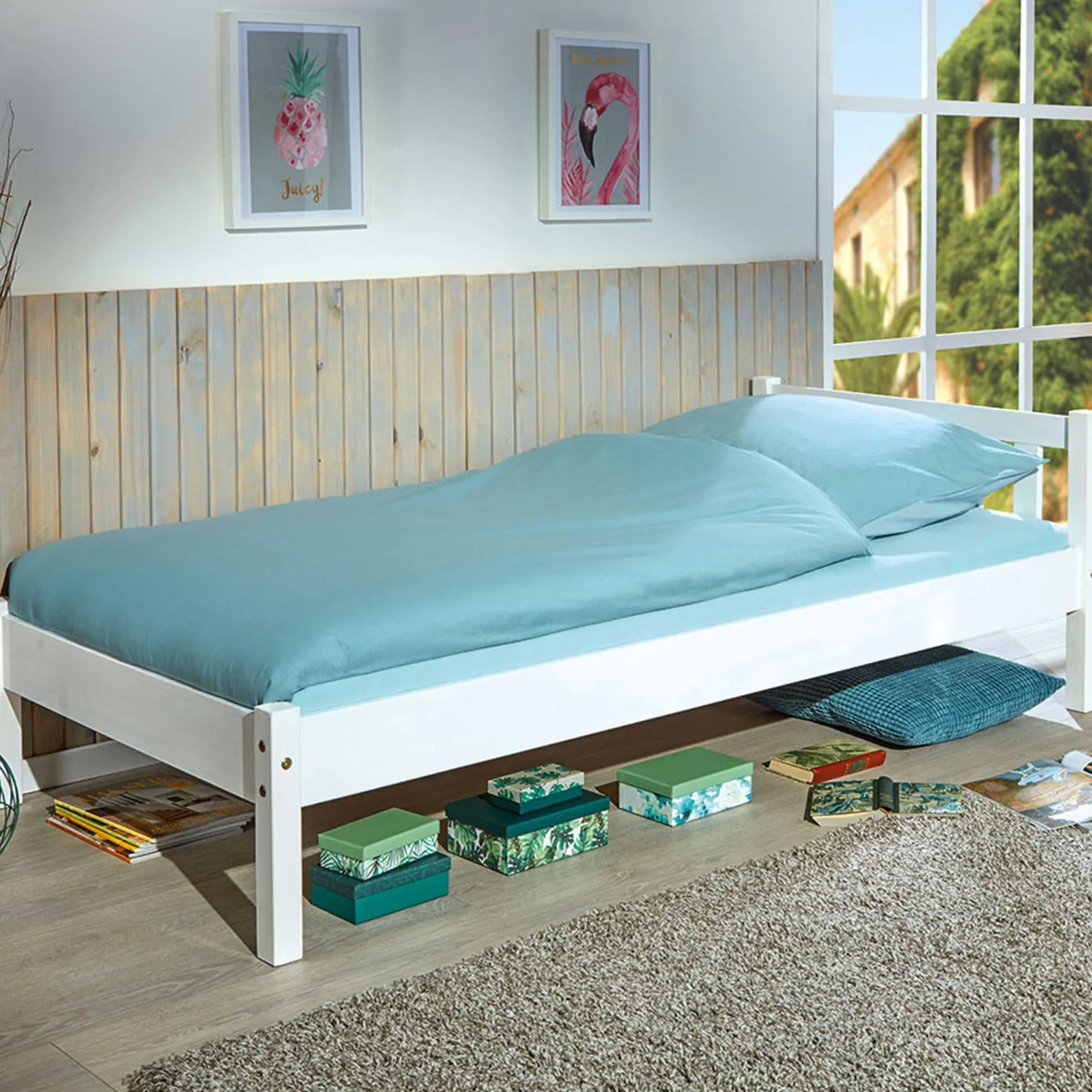 Einzelbett Vilmar massivholz - weiß