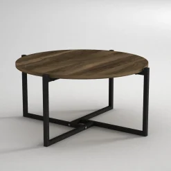 Eleganter Couchtisch aus Nussbaumholz | 100% Melaminbeschichtung | Metallgestell