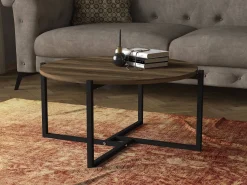 Eleganter Couchtisch aus Nussbaumholz | 100% Melaminbeschichtung | Metallgestell