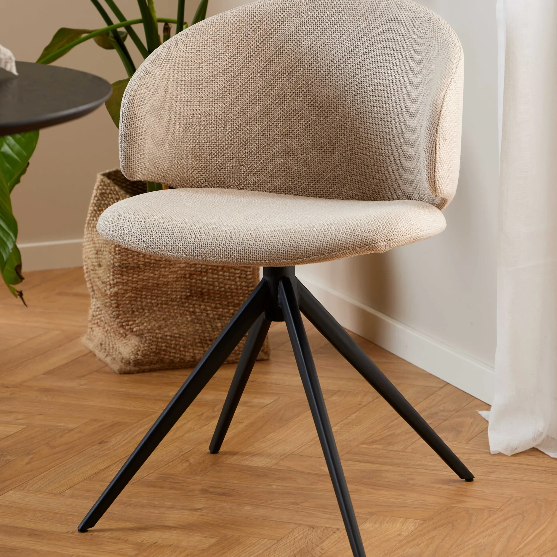 Ella Esszimmerstuhl - drehbar - Stoff - beige