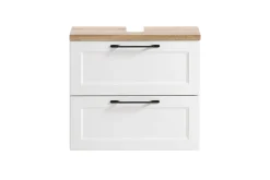 Ensemble de salle de bain Meran | Meuble lavabo, armoire de toilette avec éclairage | Blanc