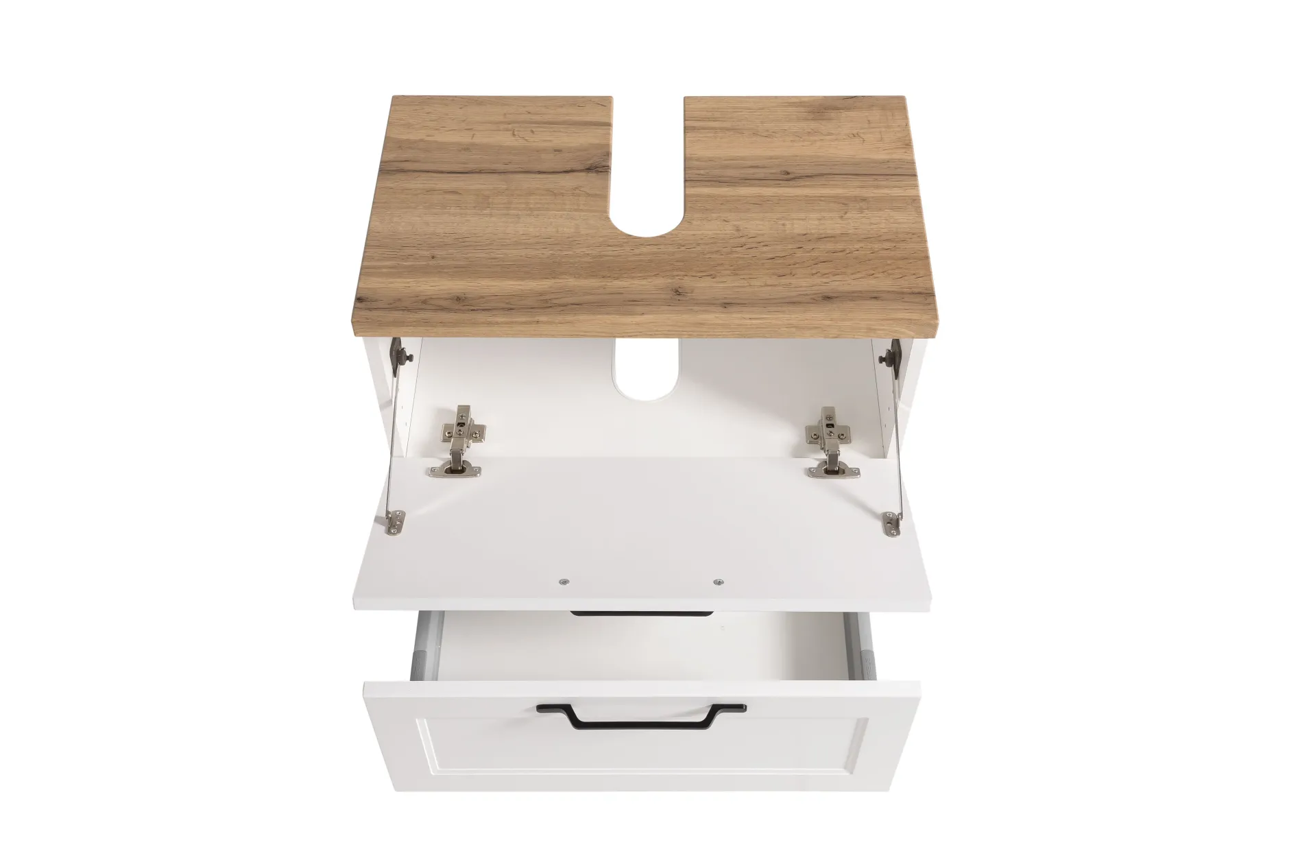 Ensemble de salle de bain Meran | Meuble lavabo, armoire de toilette avec éclairage | Blanc