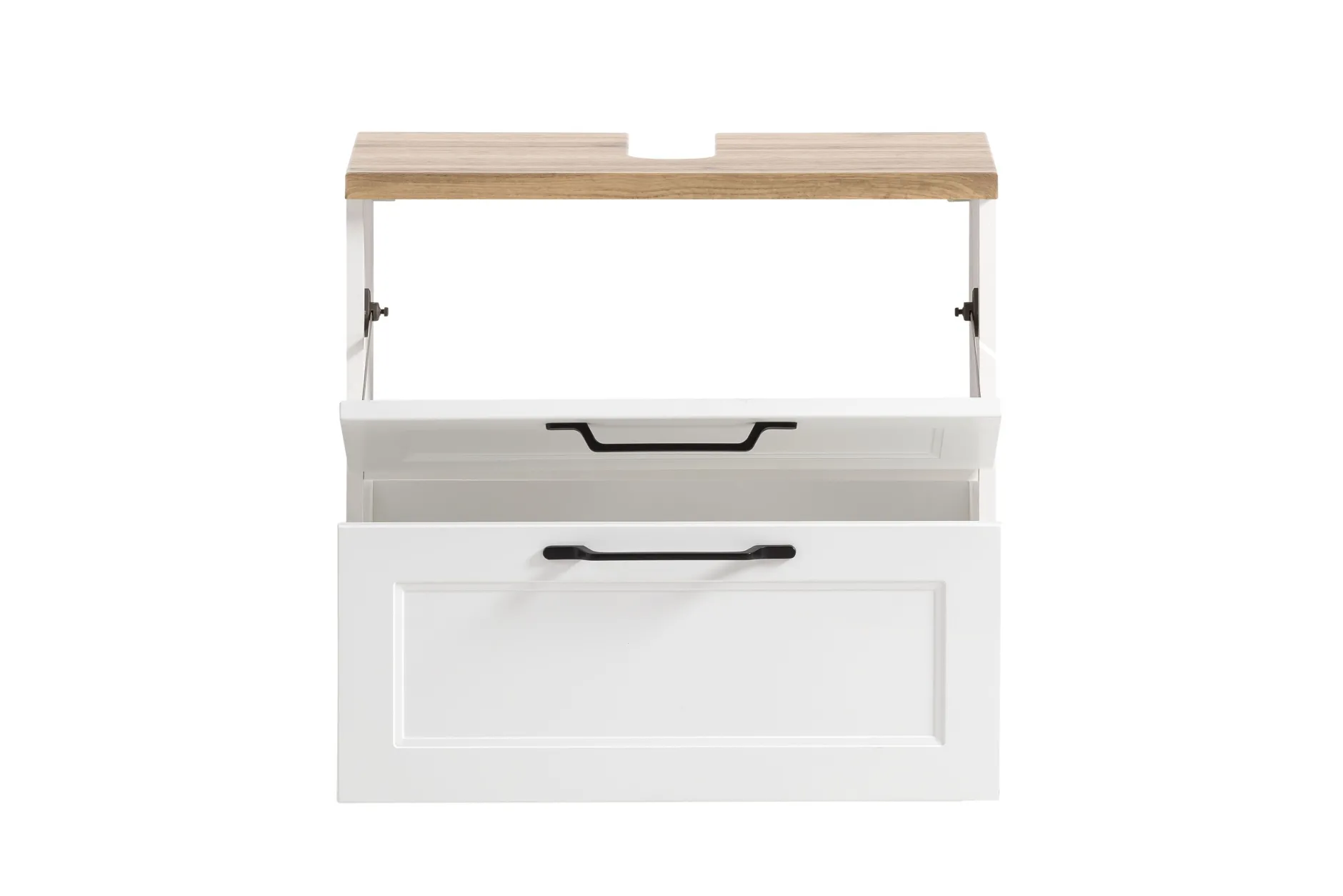Ensemble de salle de bain Meran | Meuble lavabo, armoire de toilette avec éclairage | Blanc
