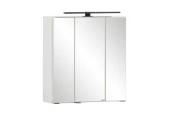 Ensemble de salle de bain Meran | Meuble lavabo, armoire de toilette avec éclairage | Blanc