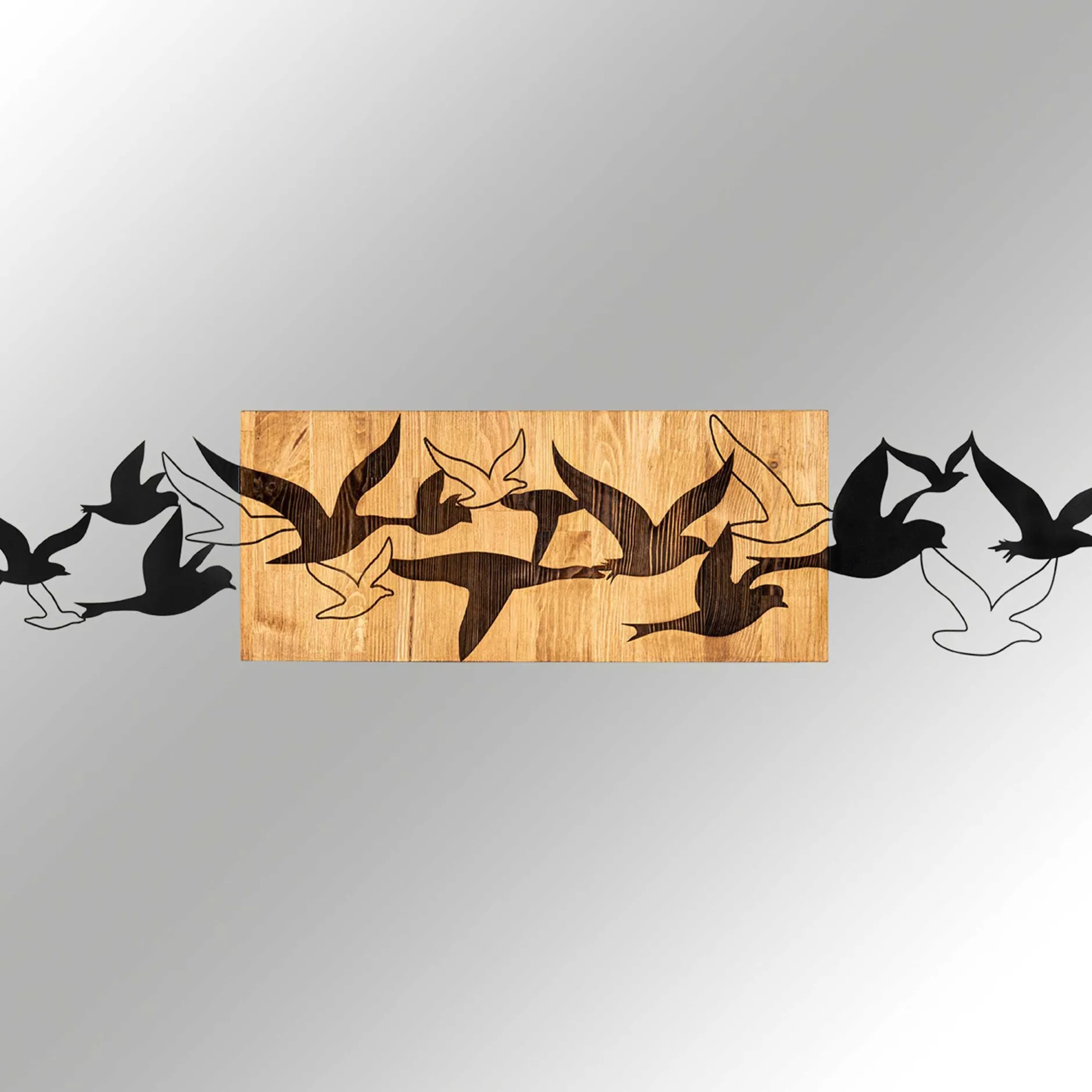 Enzo Dekoratives Wandaccessoire aus Holz | Holzrahmen | 111 x 25 cm